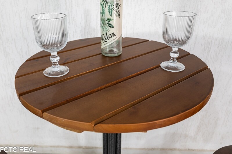Mesa de Varanda Alta Goiás Tampo de Madeira 60X60 Redonda Teixeira - Imagem 2