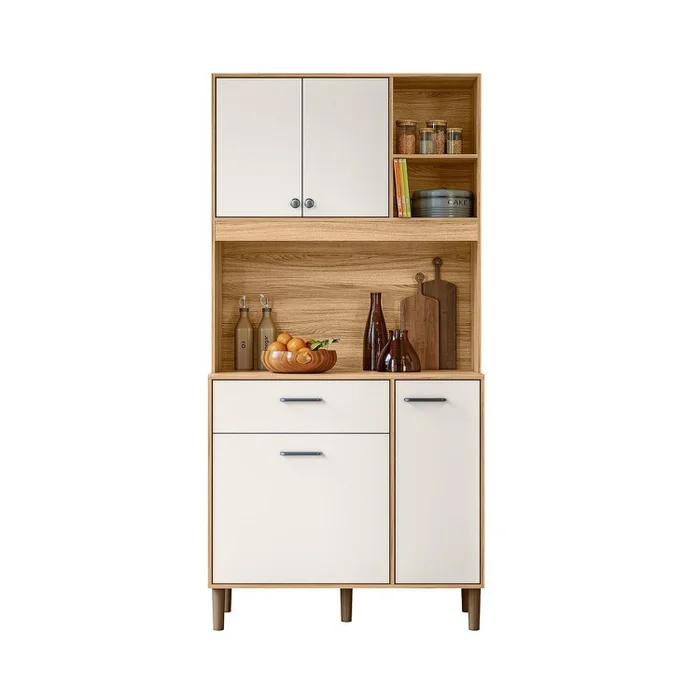 Kit Cozinha Erva Doce 90 Freijó/Off White Cristal - NICIOLI - Imagem 2