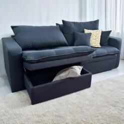 Sofá Retrátil Baú Versate 2,40 m Linho Azul - ARJAN DECOR