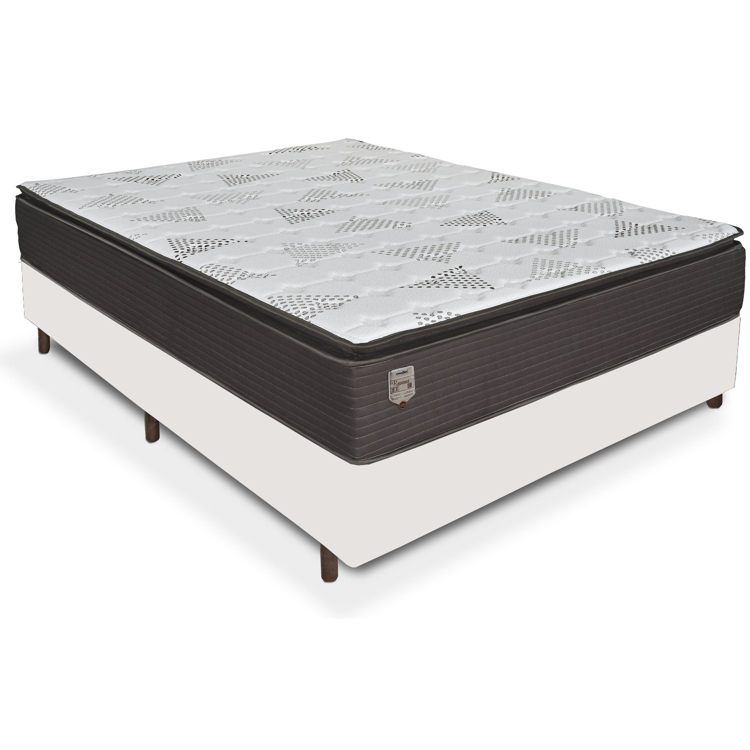 Colchão Casal Ravena D26 + Base Box Casal Simples Corino Branco – UMAFLEX + ALTO NÍVEL CAMAS E COLCHÕES