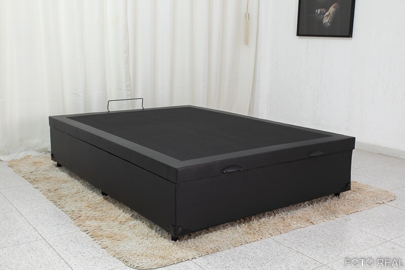 Base Box Baú Casal Eli 138x188x42 Korino Preto Blindado Nature - Imagem 3