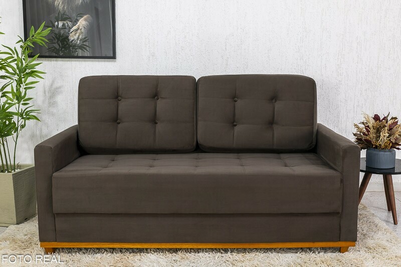 Sofá 3 lugares Living Áustria 1.70m Veludo Marrom A17 - Imagem 2