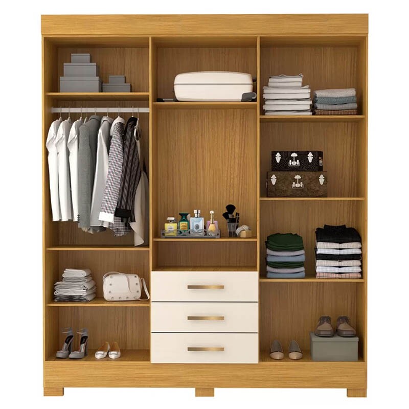 Guarda-Roupa Casal Débora c/Espelho 6 Portas 3 Gavetas MDF Larg. 1.78m Nature/Off Com Pés ACP - Imagem 2