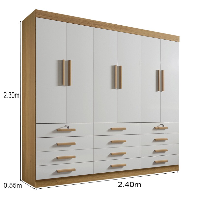Guarda-Roupa Casal Mônaco 6 Portas 12 Gavetas Cinamomo/Off Larg. 2.40m D Doro - Imagem 6