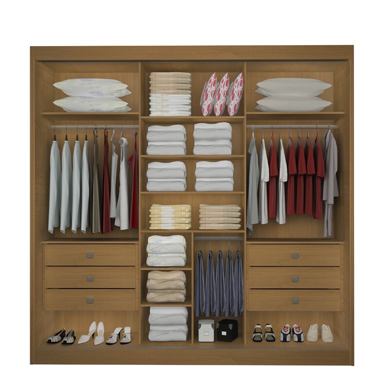 Guarda-Roupa Casal Los Angeles Ripado Cinamomo/Off White Flex MDF Larg. 2.73m D Doro - Imagem 2