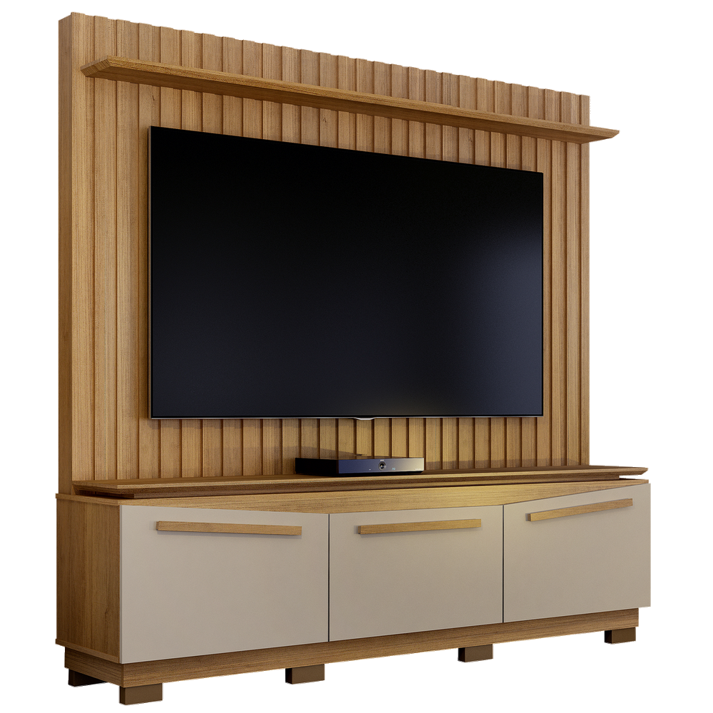 Home Theater até 75" Montreal Cinamono/Off White - VALDEMÓVEIS - Imagem 2