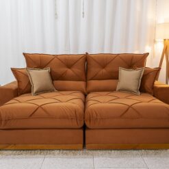 Sofá Retrátil Reclinável 2.30m Gran Bello Veludo Marrom - D33 e Molas Ensacadas