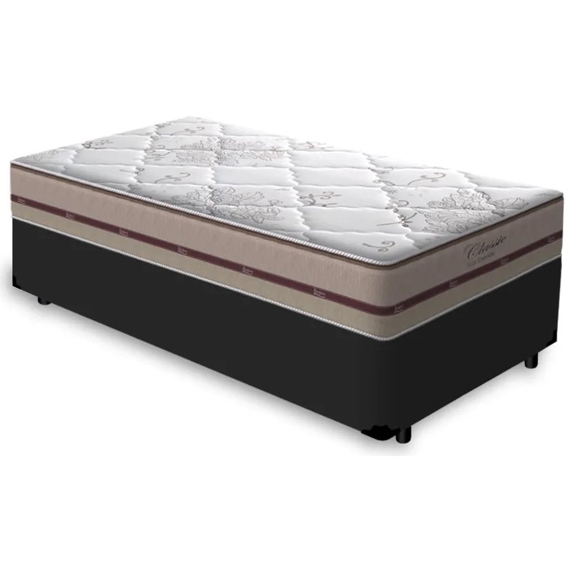 Colchão Solteiro Classic Ensacadas AG D70 + Base Box Simples Corino Preto – ANJOS + ALTO NÍVEL CAMAS E COLCHÕES