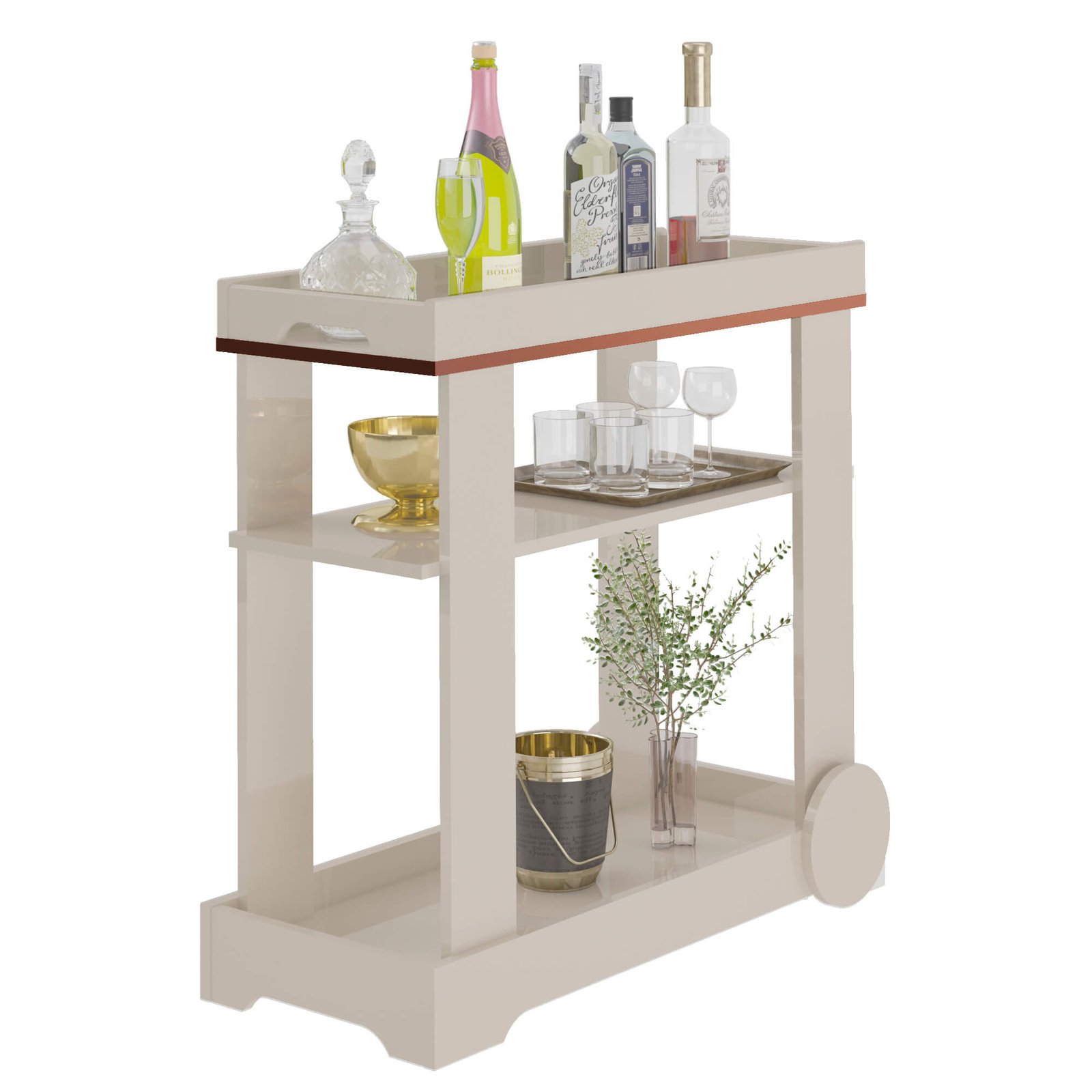 Carrinho Bar Rosé Off White - ARTELY - Imagem 2