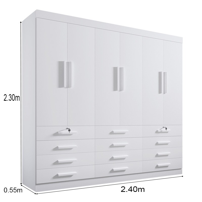 Guarda-Roupa Casal Mônaco 6 Portas 12 Gavetas Branco Larg. 2.40m D Doro - Imagem 5