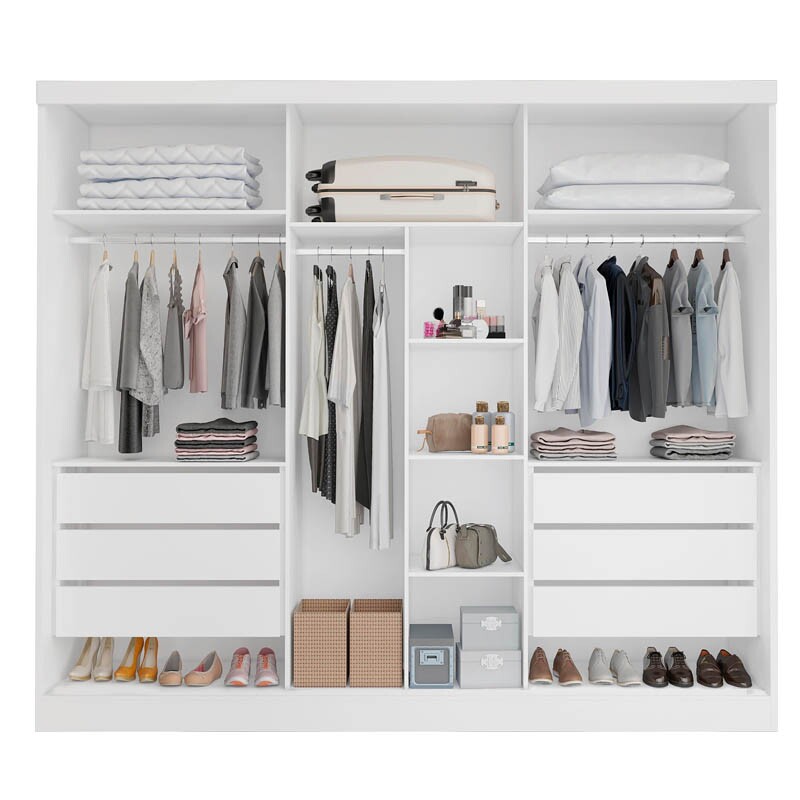 Guarda-Roupa Casal 6 Portas Larg. 2.70m Genova Branco Bianchi - Imagem 2