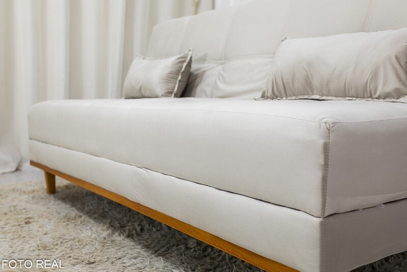 Sofá Cama Madrid larg. 1.80m Molas Bonnel Veludo Bege 2269 - Imagem 6