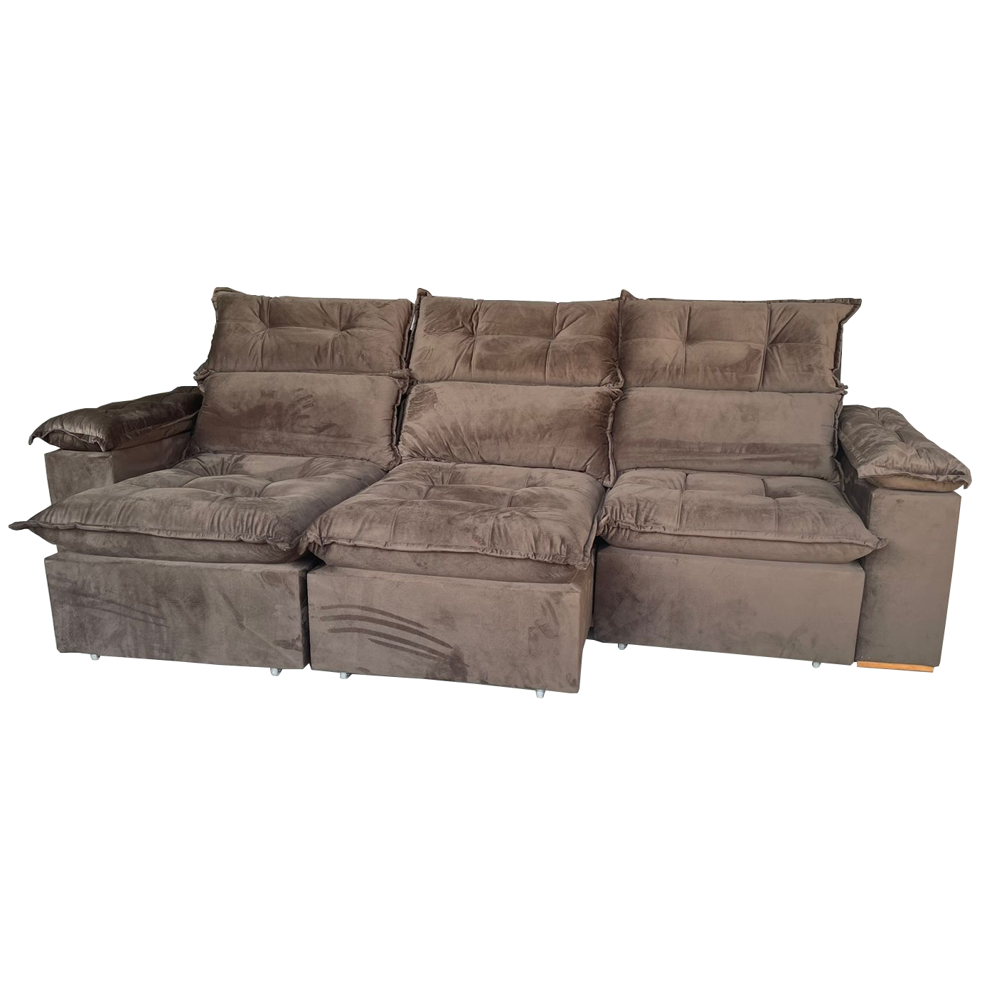 Sofá Retrátil e Reclinável Imperial 2,75 m Veludo Jolie Marrom 05 – IMPERIAL DECOR - Imagem 2