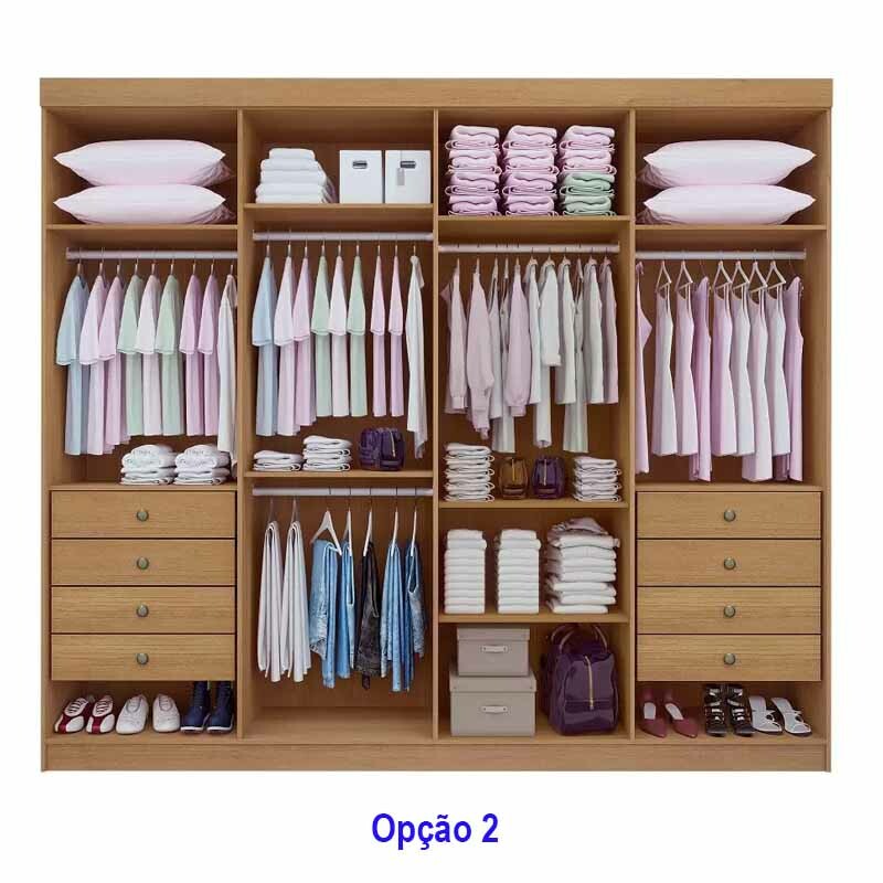 Guarda-Roupa Casal Daymond 8 Portas Ripado MDF Cinamomo/Off White D'Doro - Imagem 4