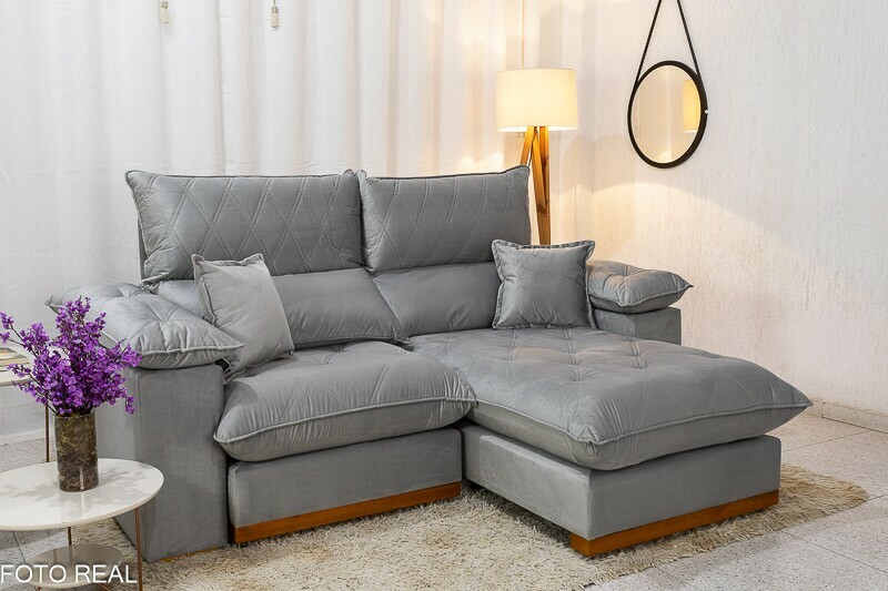 Sofá Retrátil Reclinável Magnum Veludo Prata 823 Larg. 2.10m - Molas Ensacadas - Imagem 3