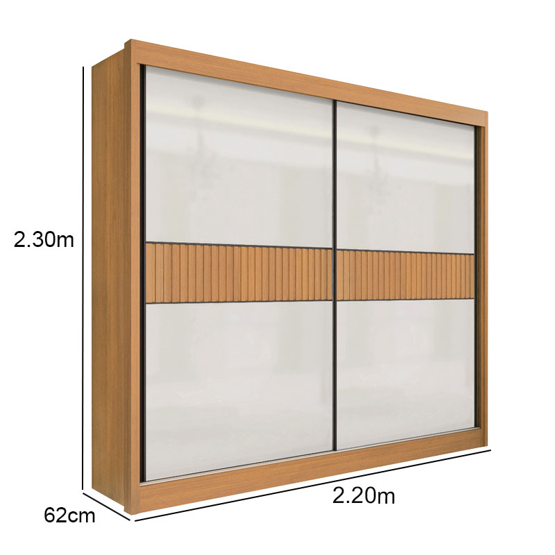Guarda-Roupa Casal 2 Portas Cancun Ripado MDF Cinamomo/Off White Larg. 2.20m D Doro - Imagem 4