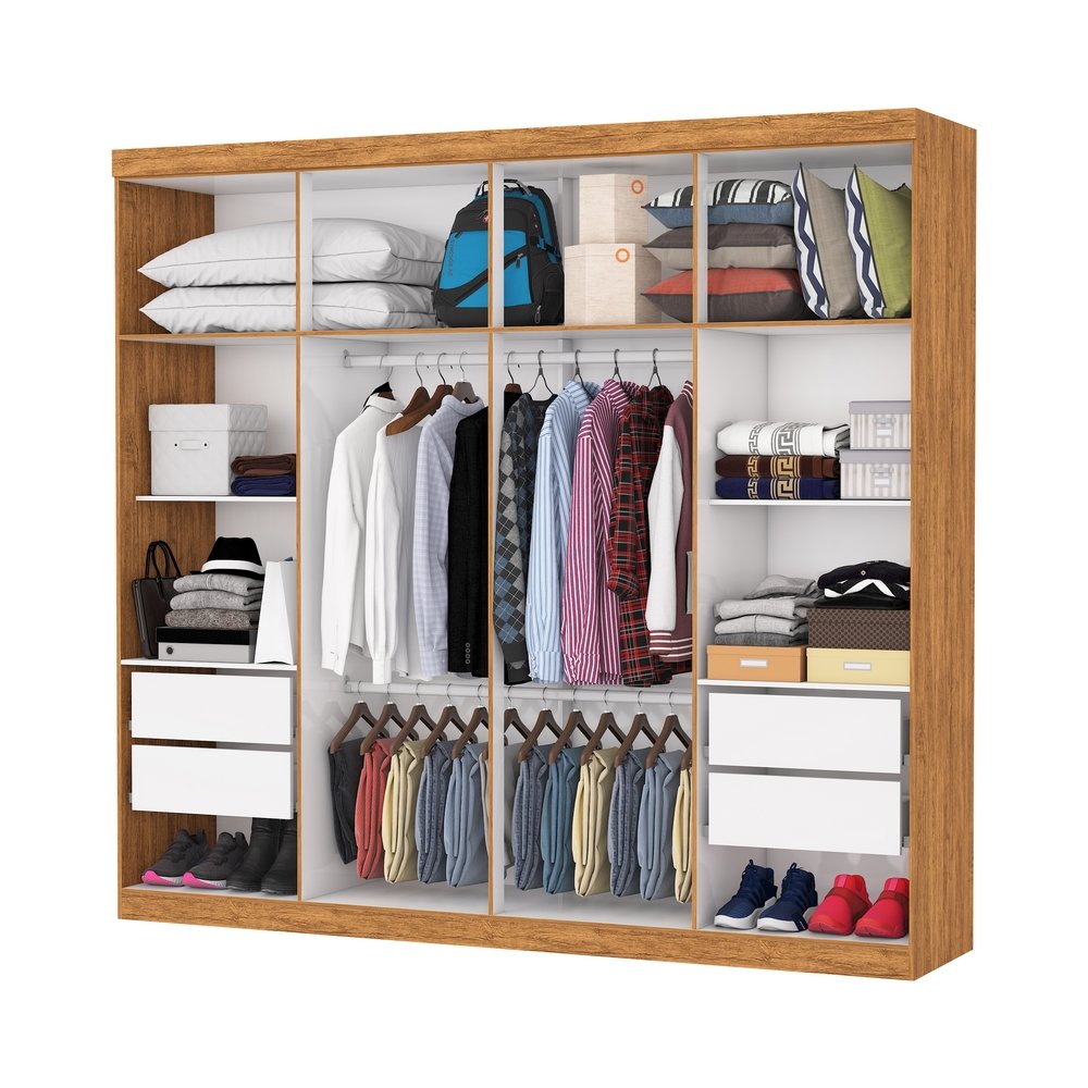 Guarda-Roupa 8 Portas Rubi 2,08 m(Com Espelho)Cinamono/Branco - CARIOCA MÓVEIS - Imagem 3