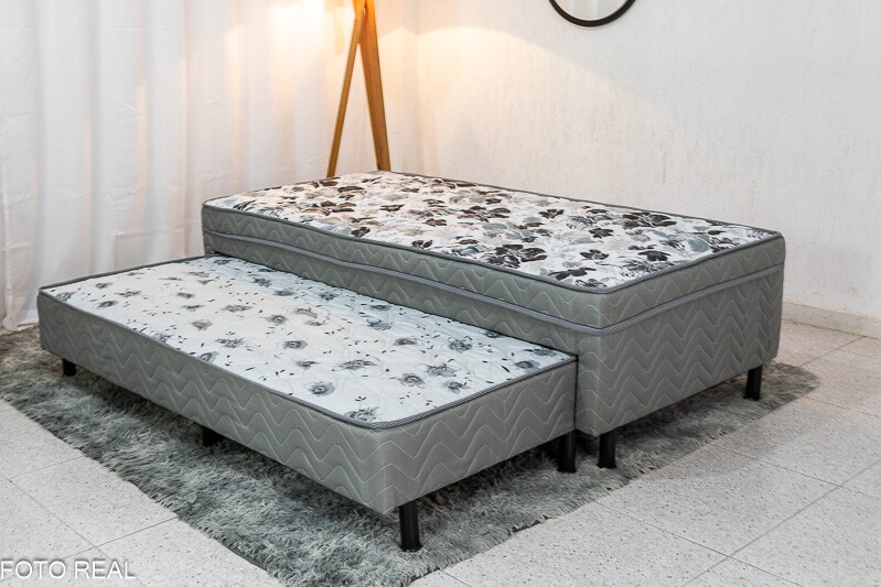 Cama Box Solteiro Dackar + Cama Auxiliar Orthoside
