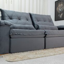 Sofá Retrátil Reclinável Califórnia 2.50m Veludo 526 Cinza - D28 Hiper soft