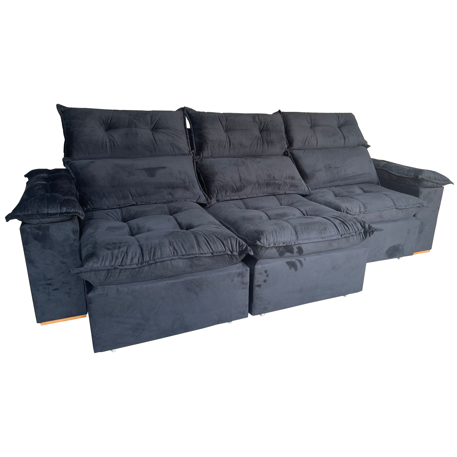 Sofá Retrátil e Reclinável Imperial 2,75 m Veludo Jolie Preto 12 – IMPERIAL DECOR - Imagem 2