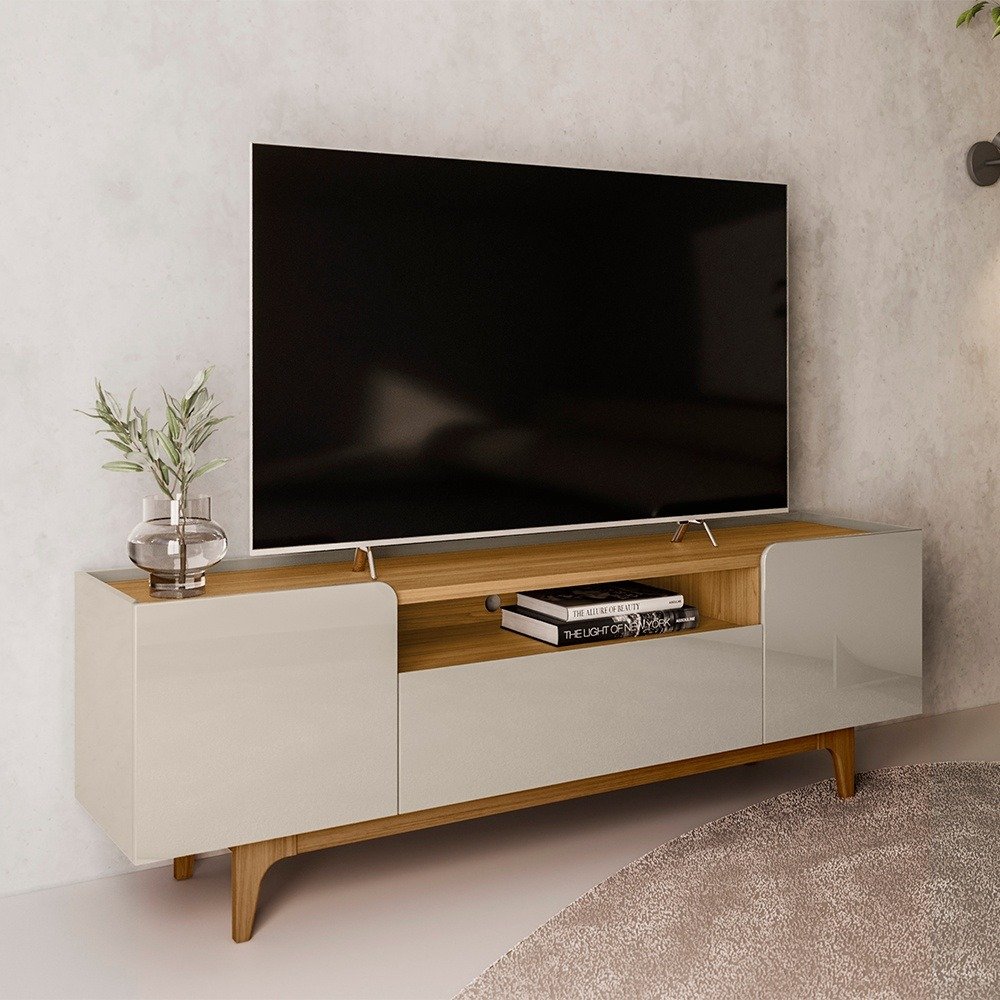 Rack até 75" Orlando Tauari/Off White Brilho - LINEA BRASIL