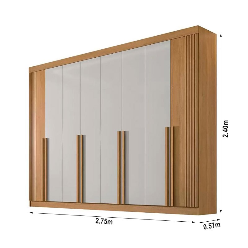 Guarda-Roupa Casal Daymond 8 Portas Ripado MDF Cinamomo/Off White D'Doro - Imagem 5