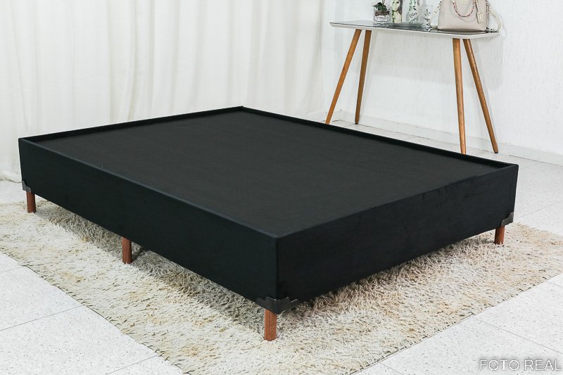Base Box Casal Zeus 142x190x38 Sued Preto SE