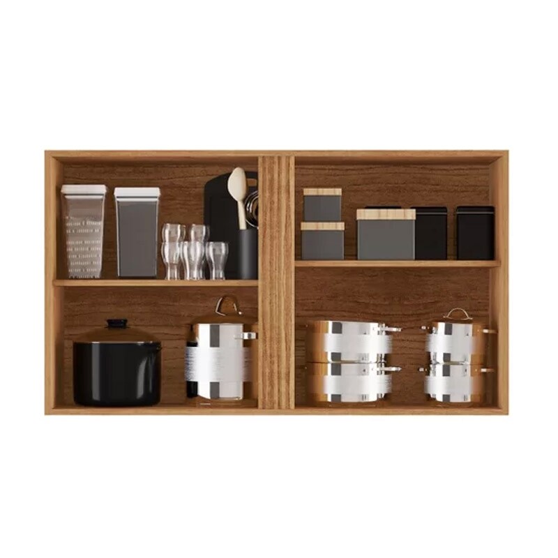 Armário Aéreo Cozinha Pérola 2 Portas Larg. 1.20m Cinamomo/Preto Sallêto - Imagem 2