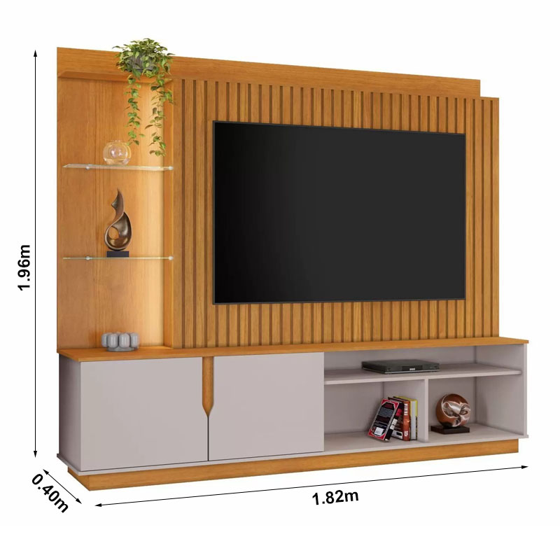 Home Amparo Ripado C/LED TV até 60 Polegadas Larg. 1.82m Cinamomo/Off JCM - Imagem 6