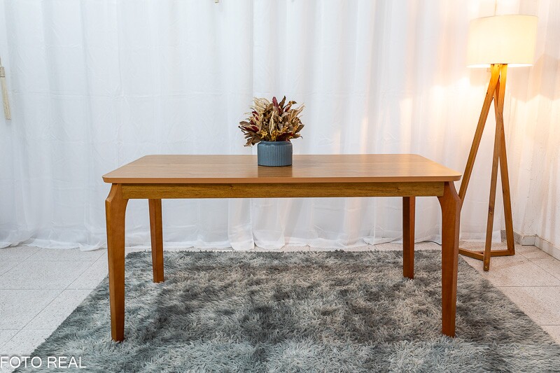 Mesa de Jantar Alegra Tampo Cinamomo 160×80 6 Cadeiras Jade Linho Bege 29011 JCM Madeira Maciça - Imagem 6