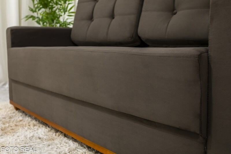Sofá 3 lugares Living Áustria 1.70m Veludo Marrom A17 - Imagem 4