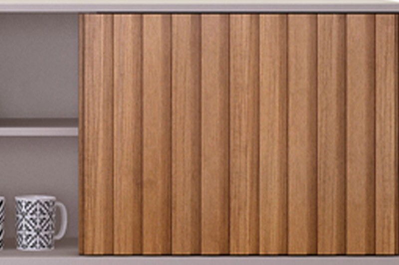Rack Bancada Manaus Ripado para Tv até 65" Larg. 2.00m Off White/Cinamomo - Valdemoveis - Imagem 3
