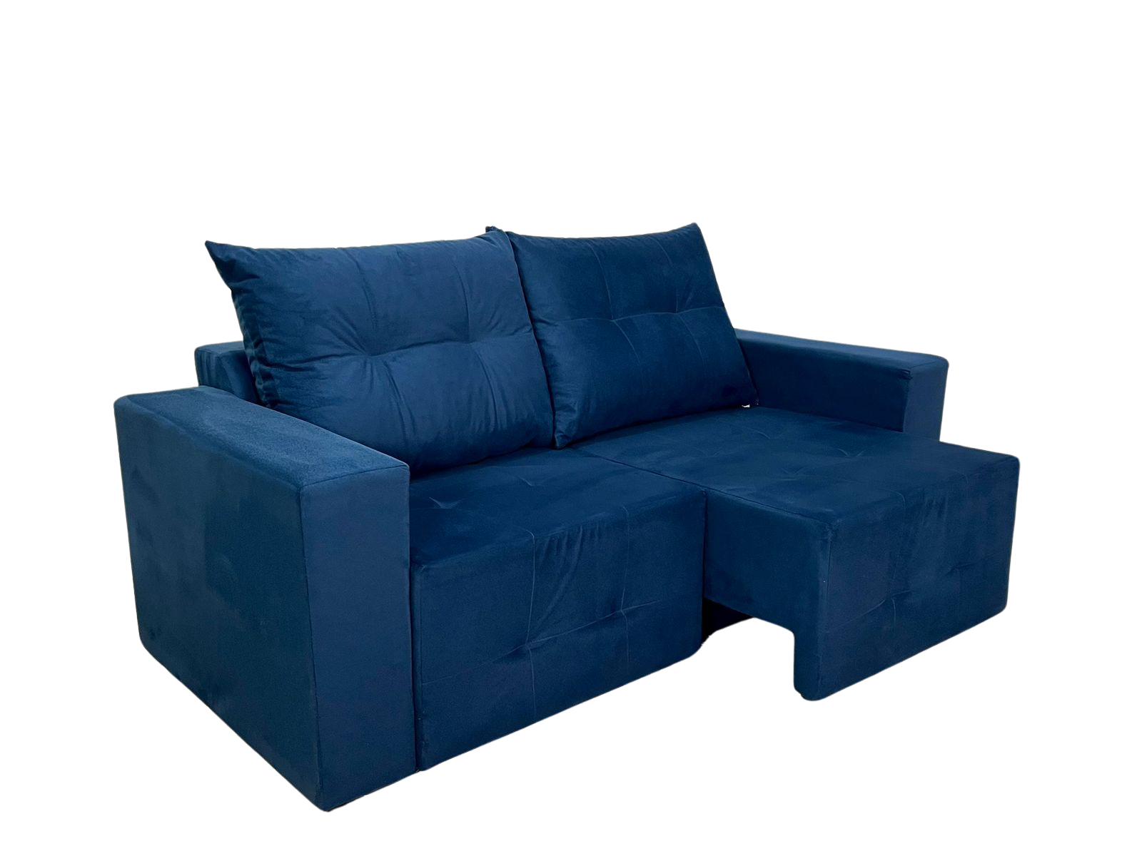 Sofá Retrátil Havaí 1,80 m Veludinho Azul - QUINE ESTOFADOS - Imagem 2