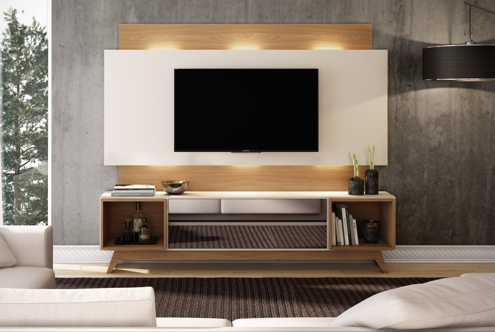 Home até 65" Anita TB143L Off White/Freijó – DALLA COSTA - Imagem 4
