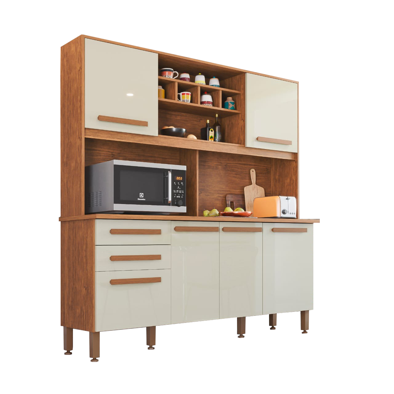 Kit Cozinha Luna/Lara Prime 1,62 m Cinamono/Off White - IMOP - Imagem 2