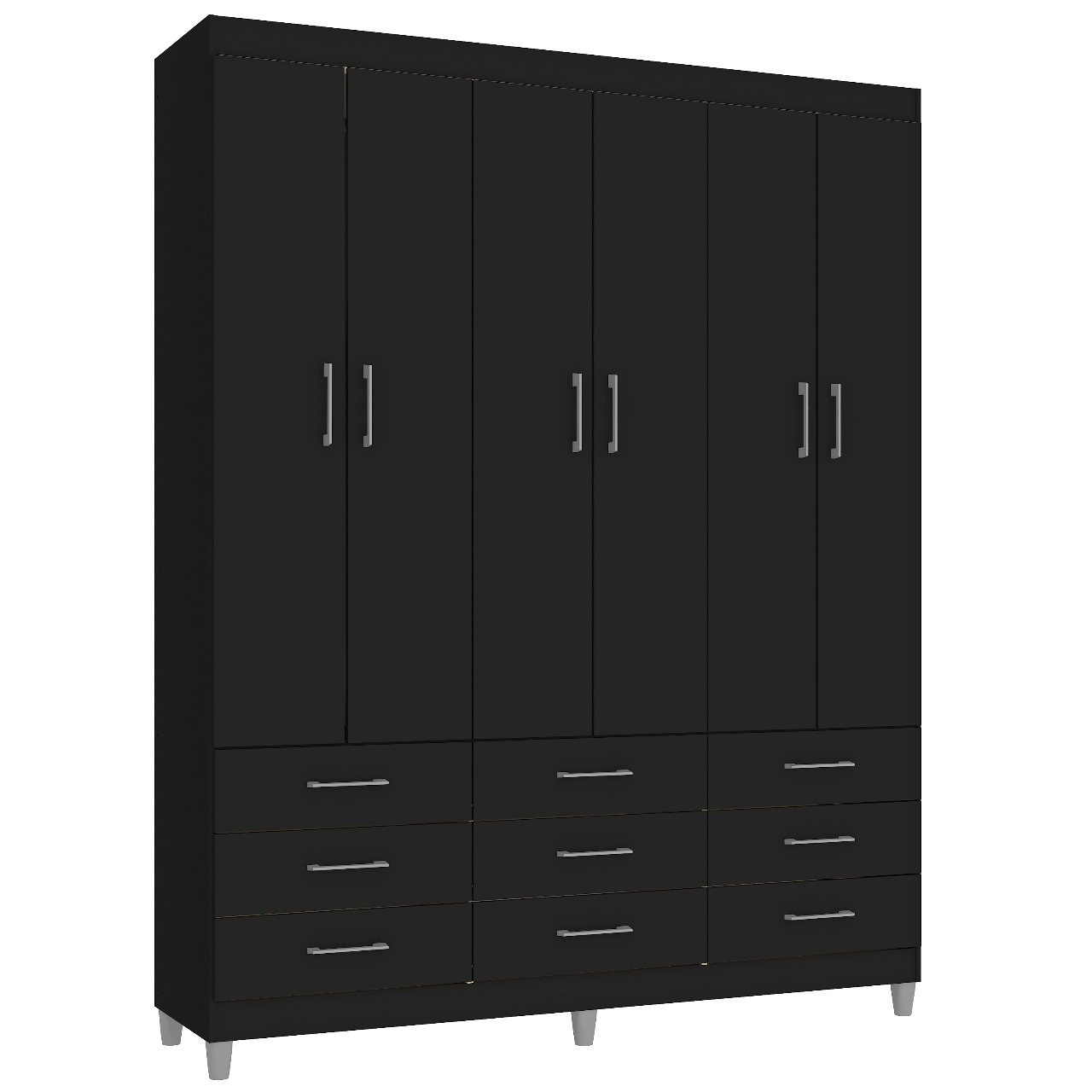 Guarda-Roupa 6 Portas Paraty 3690 1,50 m Preto - FELLICCI - Imagem 2