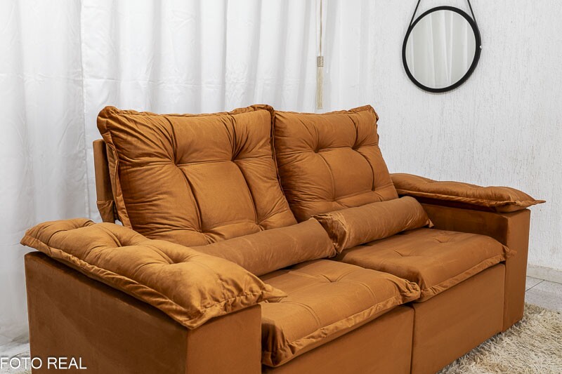 Sofá Retrátil Reclinável 3 Lug. Grécia 2.00m Veludo Cinza - Sem Caixa - Imagem 7