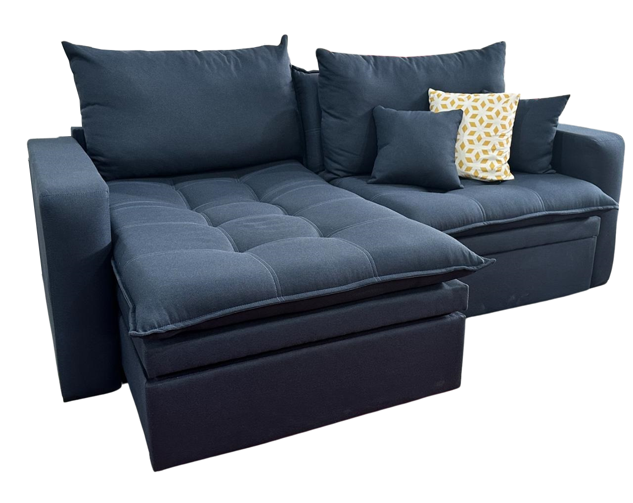 Sofá Retrátil Baú Versate 2,40 m Linho Azul - ARJAN DECOR - Imagem 6