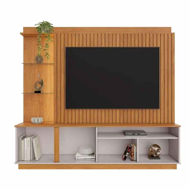 Home Amparo Ripado C/LED TV até 60 Polegadas Larg. 1.82m Cinamomo/Off JCM - Imagem 2