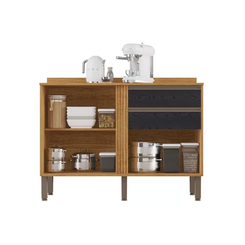 Balcão Cozinha Pérola 2 Portas Larg. 1.20m Cinamomo/Preto Sallêto - Imagem 2