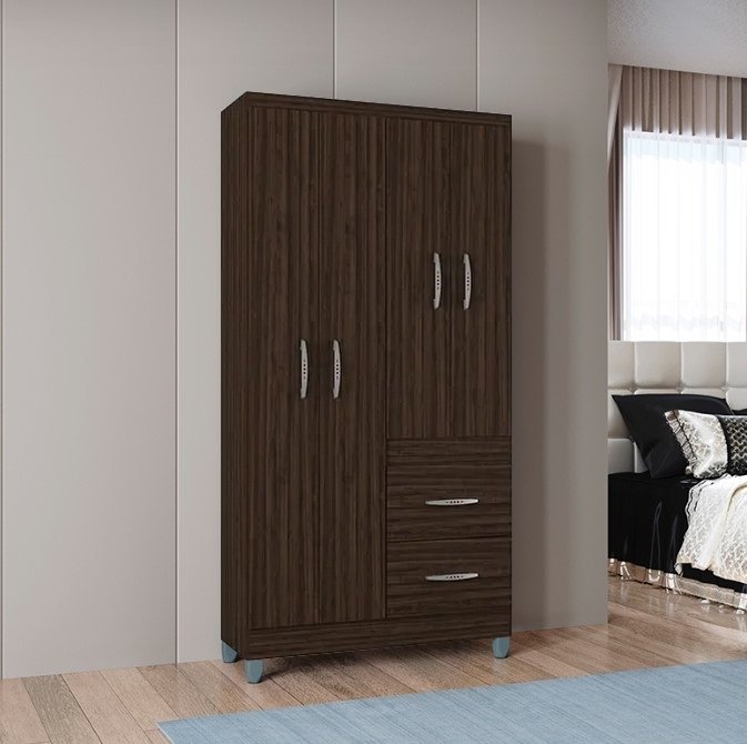 Guarda-Roupa 4 Portas Milão 0,91 m Chocolate - POQUEMA