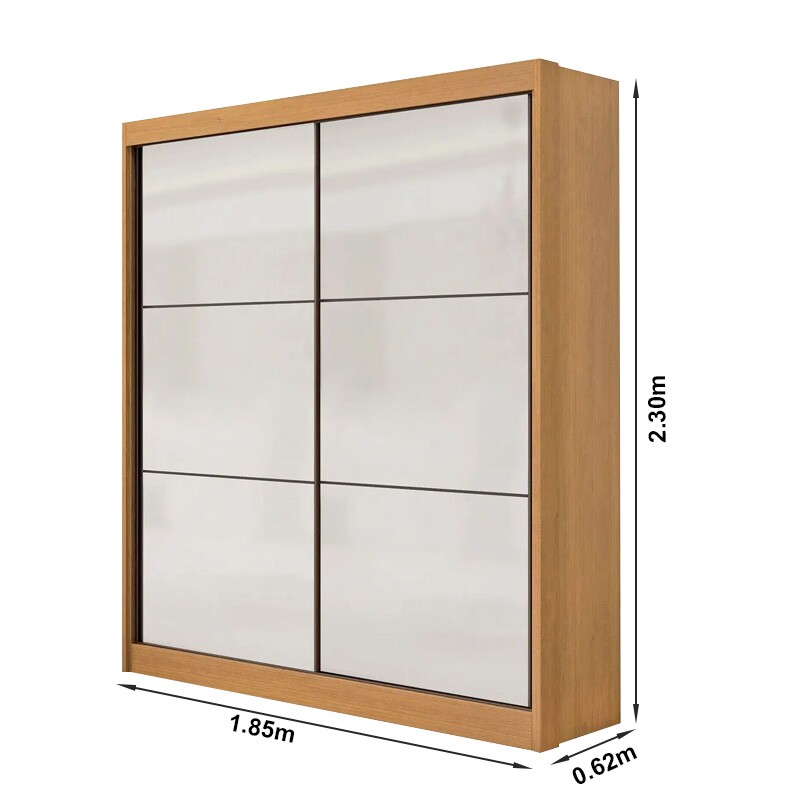 Guarda-Roupa Solteiro Santorini 100% MDF 2 Portas Larg. 1.85m Cinamomo/Off D Doro - Imagem 3
