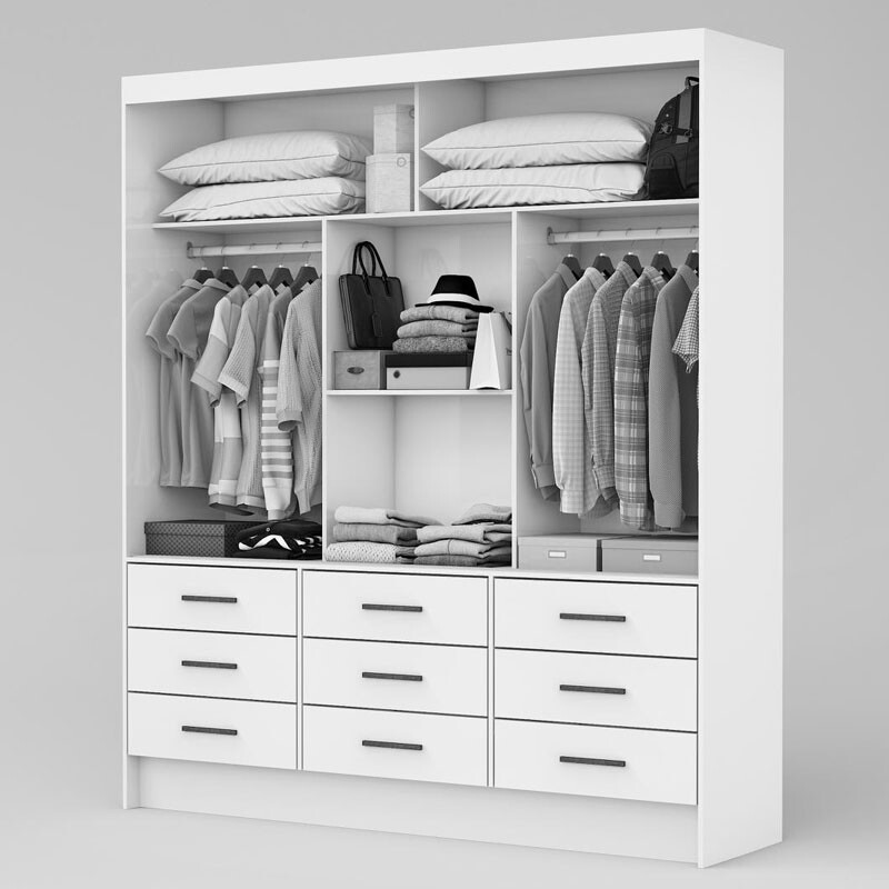 Guarda-Roupa Solteiro Sevilha 3 Portas 9 Gavetas C/Espelho Larg. 1.62m Cinamomo Carioca - Imagem 2