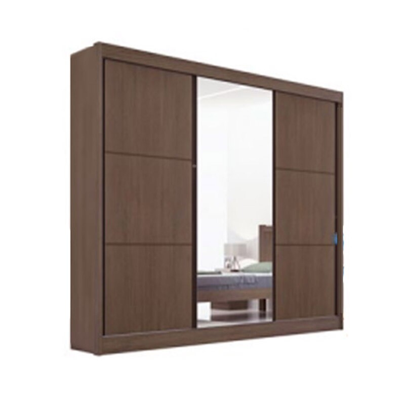 Guarda-Roupa Casal 3 Portas 6 Gavetas Cristal 100% MDF Castanho/Linho Larg. 2.42m Flex D Doro - Imagem 4