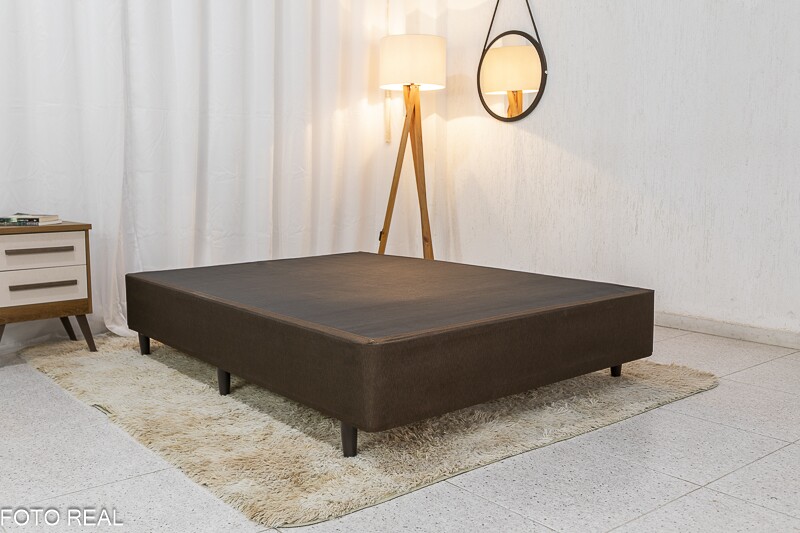 Box Casal Classic Sued Marrom 138x188x40 Anjos
