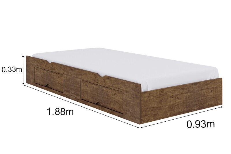 Cama Auxiliar Solteiro 2 Gavetas Ypê D Doro - Imagem 2