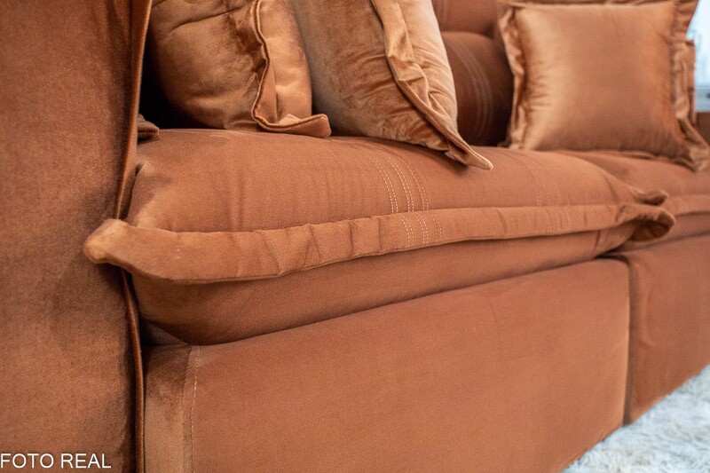 Sofá Retrátil Reclinável Ferrara 2.50m Veludo Terracota D33 e Molas Ensacadas - Imagem 6