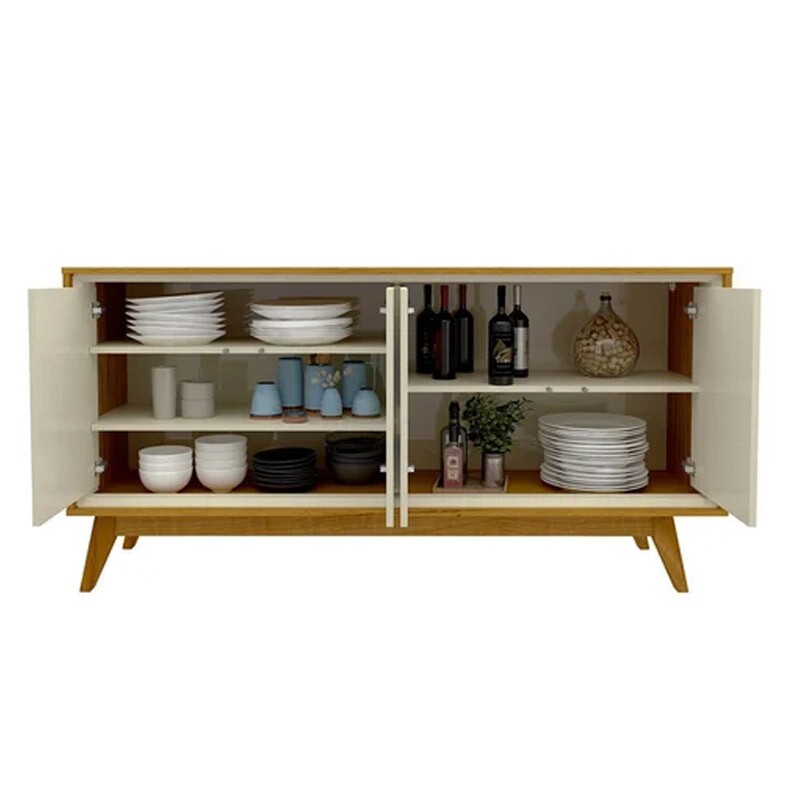 Buffet Requinte com LED larg. 1.60m Naturale/Off White Gelius - Imagem 2