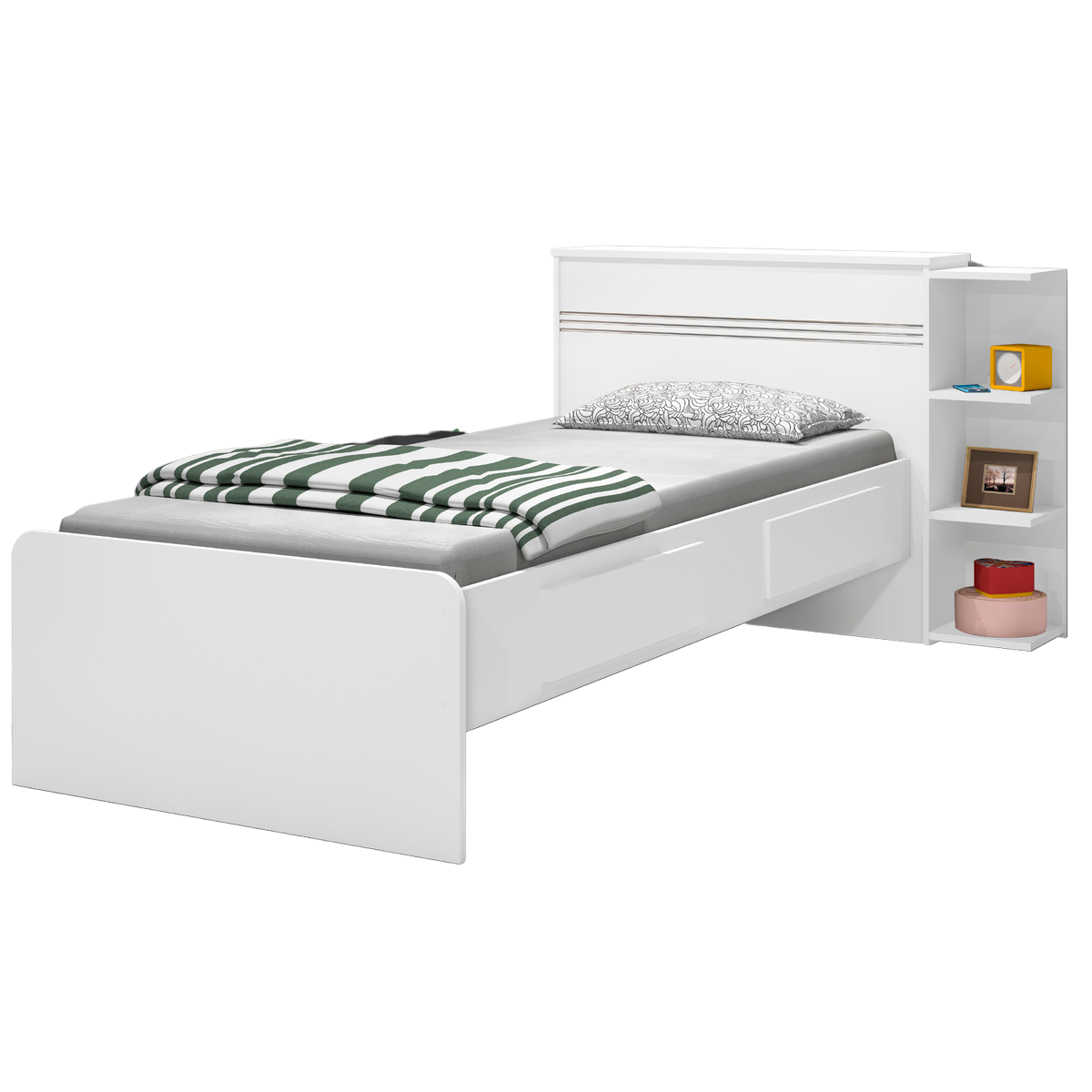 Cama Solteiro Baú Jade Branco/Lilás/Branco - J&A MÓVEIS - Imagem 9
