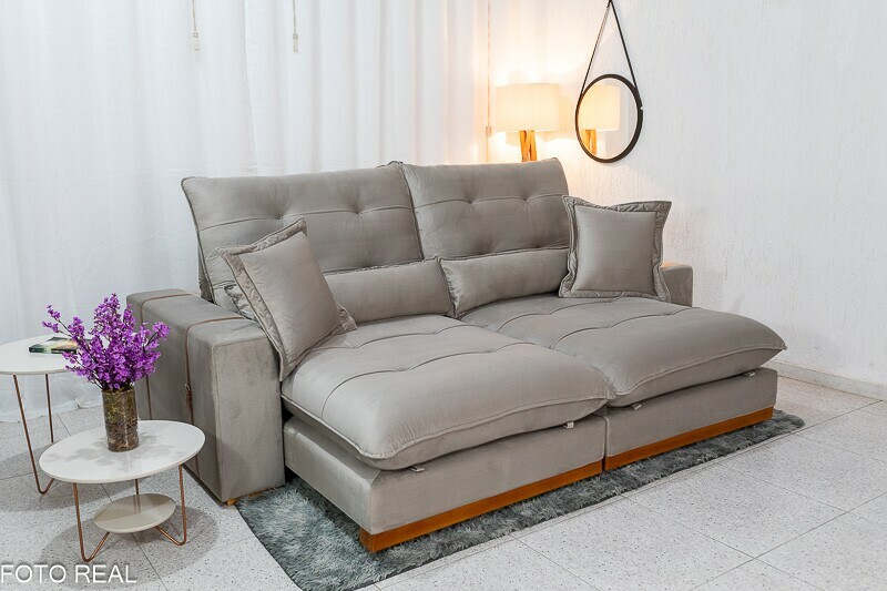 Sofá Retrátil Reclinável Toronto Veludo Avelã 4052 Larg. 2.50m - Molas Ensacadas